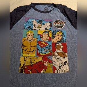 DC Comics Blue Justice League Heroes Tee. Xl